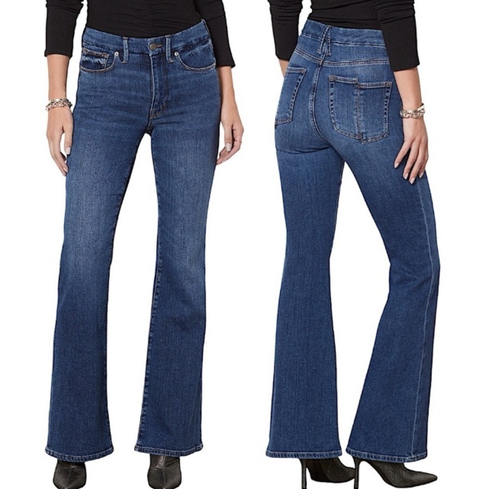 Good American Good Legs Flare Split Pocket Jeans Size 12/31 Elevated Basic Flare - Picture 3 of 15